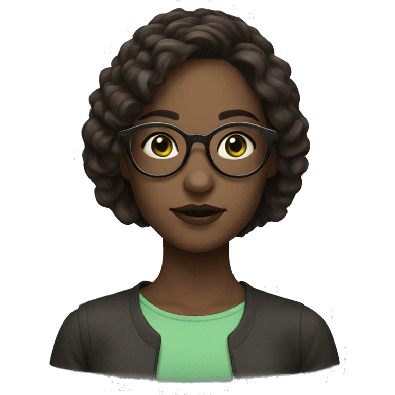 girl pale skin green eyes dark brown hair with circular glasses  emoji