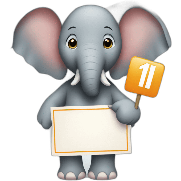 Elephant holding a sign that says #1 Fan emoji