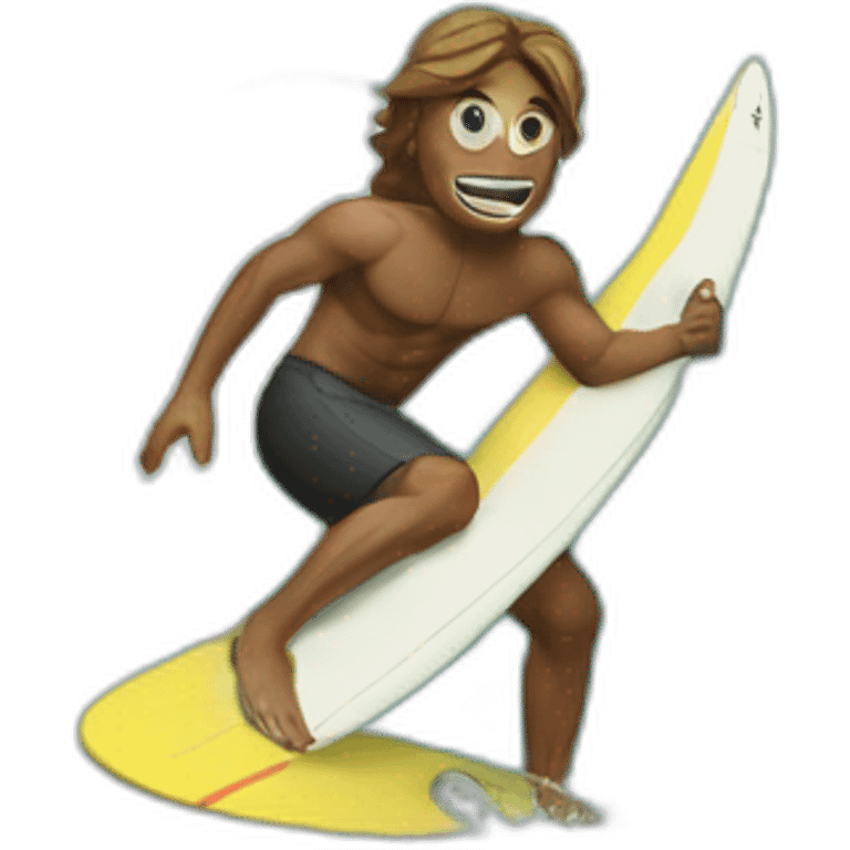 Surfer riding wave made of money emoji