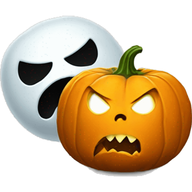 Pumpkin yelling at ghost  emoji