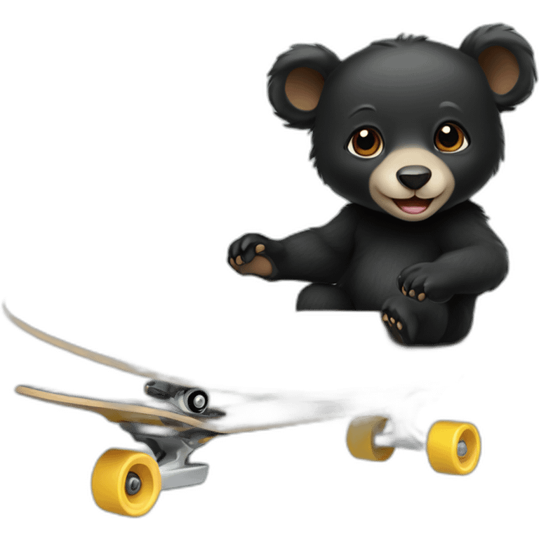 baby formosan black bear riding skateboard emoji