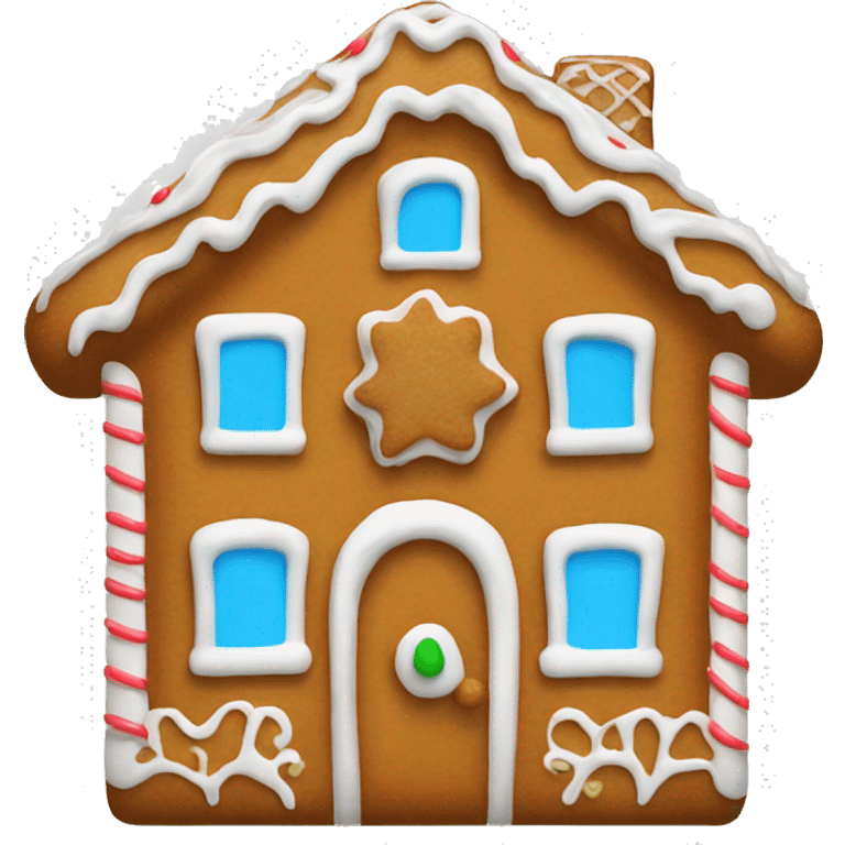 Plain gingerbread house front facing with only white frosting emoji