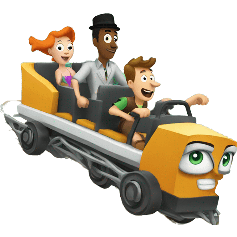 Phineas and Ferb riding a roller coaster emoji