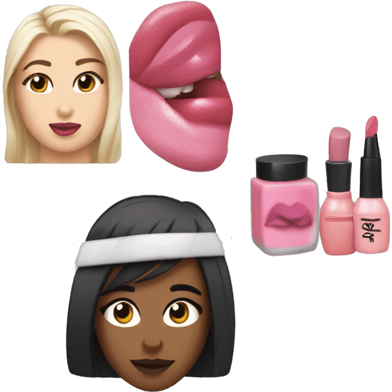 Mascar, Blush, lip goss, and makeup bushes emoji