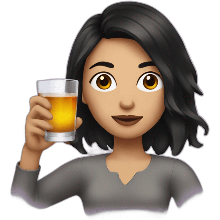 Women with dark hair drinking a shot  emoji