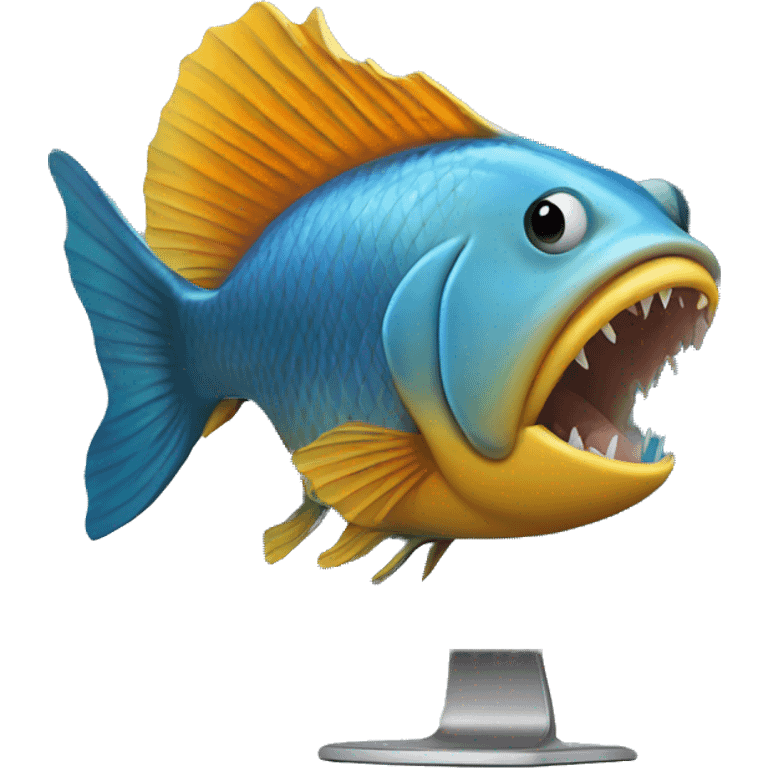 A fish using a computer emoji