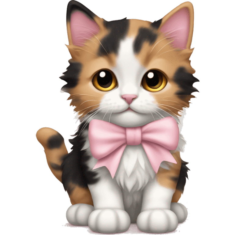 calico fluffy kitten pale pink bow emoji