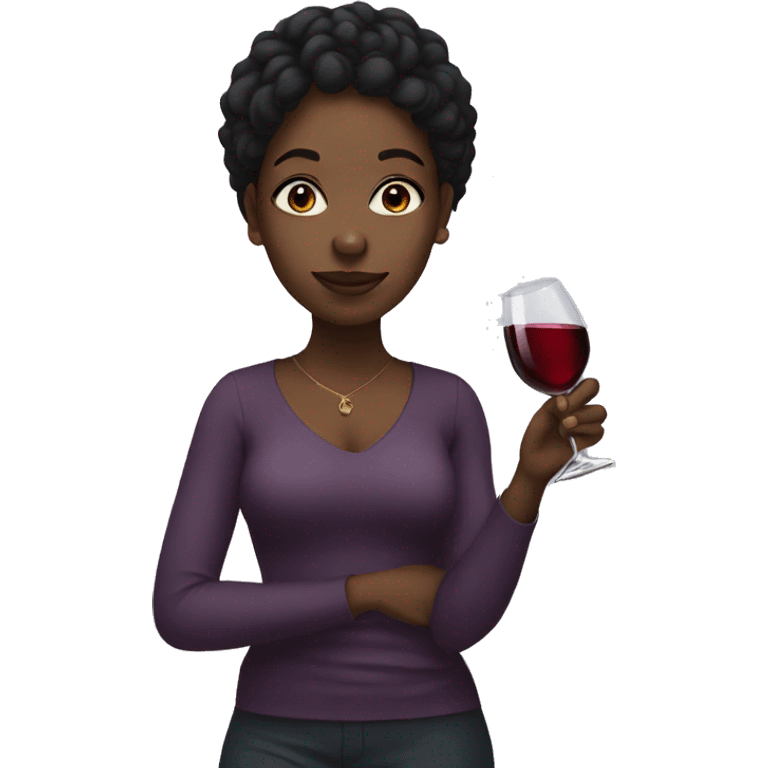 Black girl holding a glass of wine  emoji