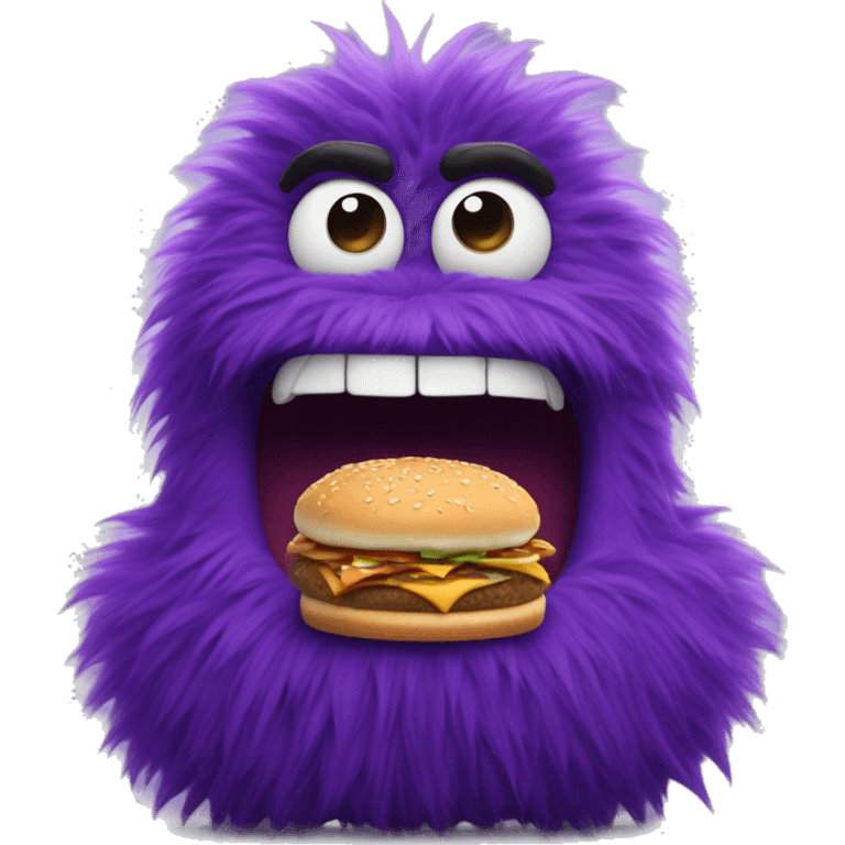 fast food big purple furry creature called grimace emoji