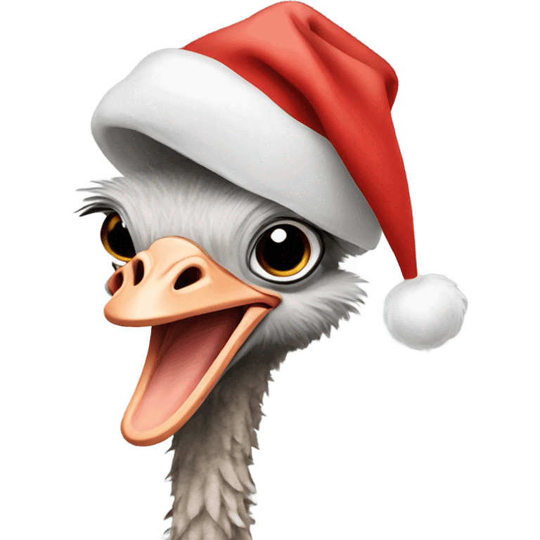 Ostrich in a Santa hat  emoji