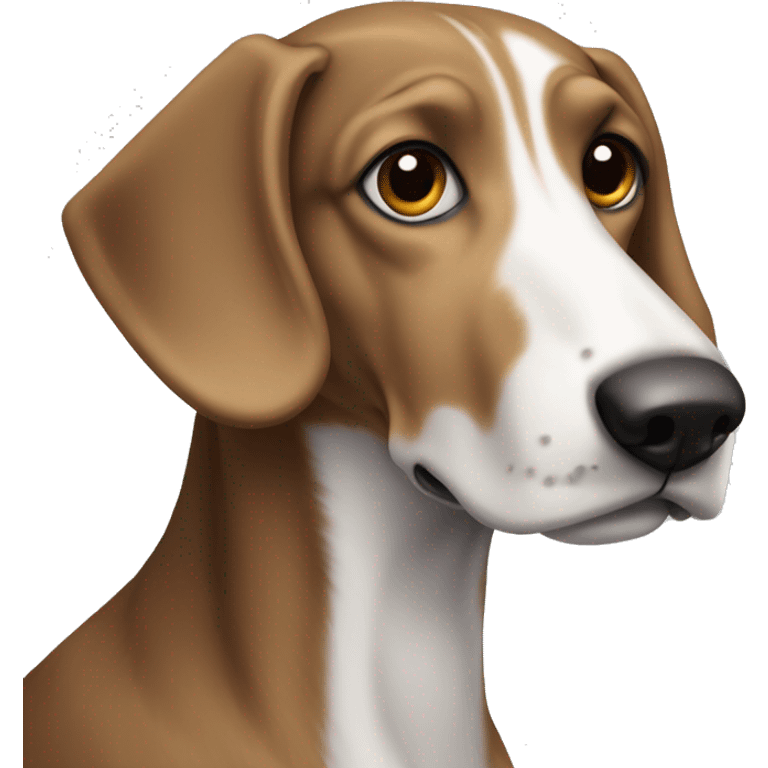 Brown and white grey hound with small ears emoji