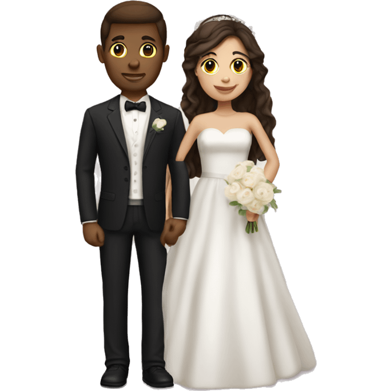 Brunette couple with light skin wedding  emoji