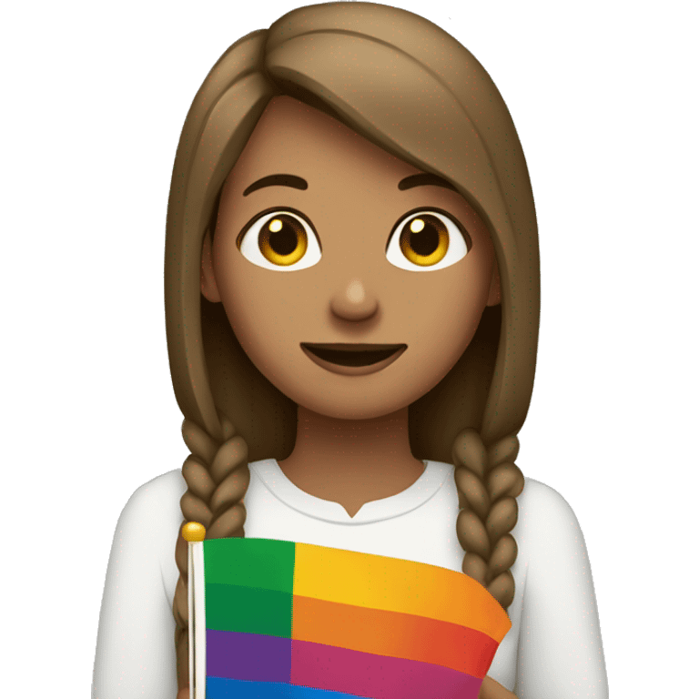 Woman with pride flag in hands emoji