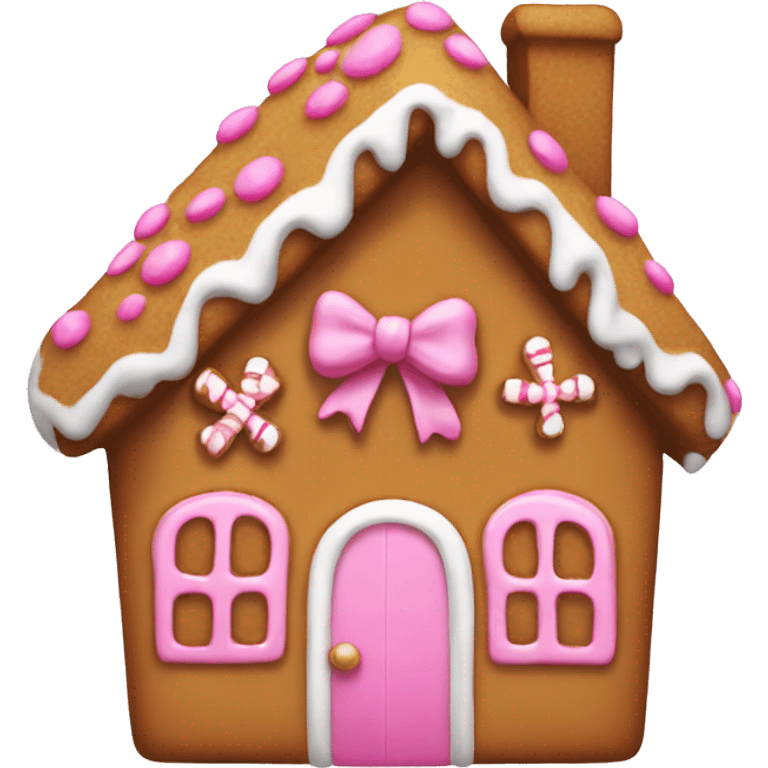 Gingerbread house with a pink bow  emoji