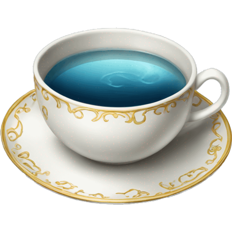 realistic teacup with silver water emoji