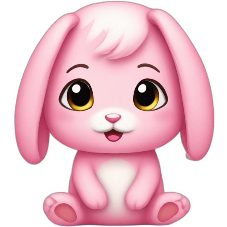 A pink plush bunny crying emoji