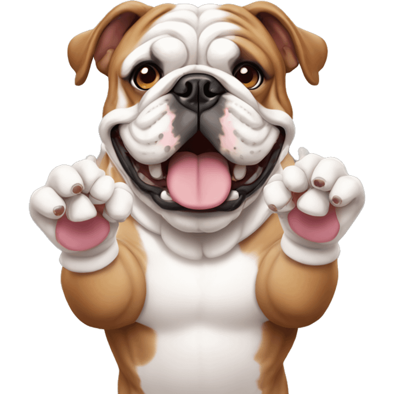 english bulldog supporting with paws up emoji