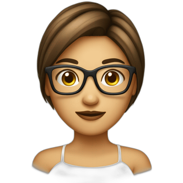 Fille a lunettes cheveux lisses brun mi-court emoji