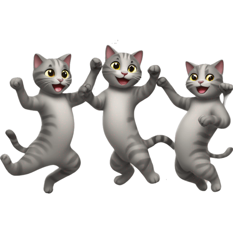 6 happy cats dancing together emoji