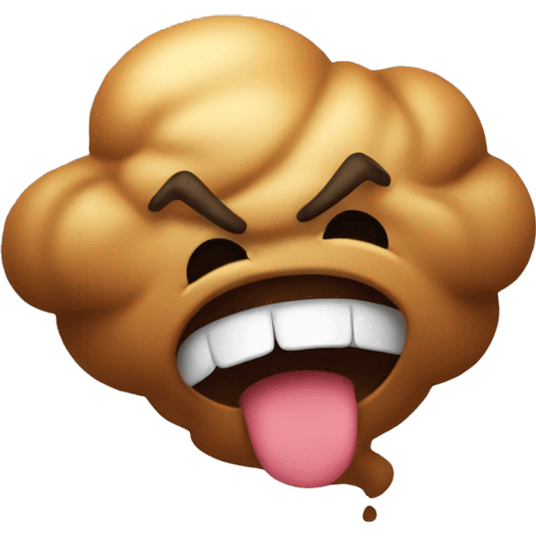 An angry poop emogji with a fart coming out emoji