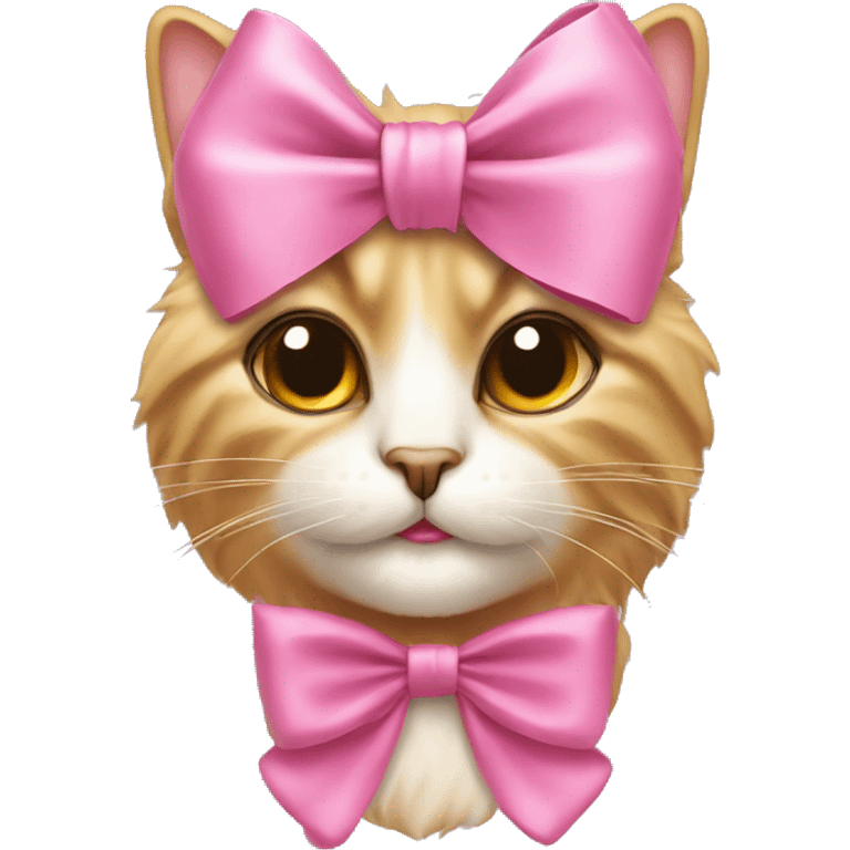 Persia cat wearing pink bow and gold rose in mouth emoji