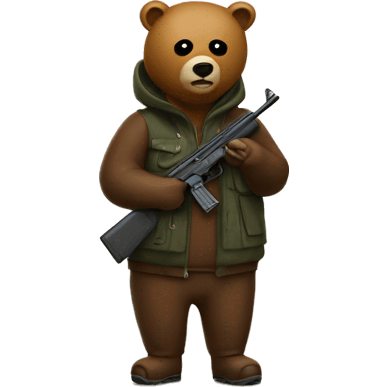 Bear with gun wearing ski mask  emoji