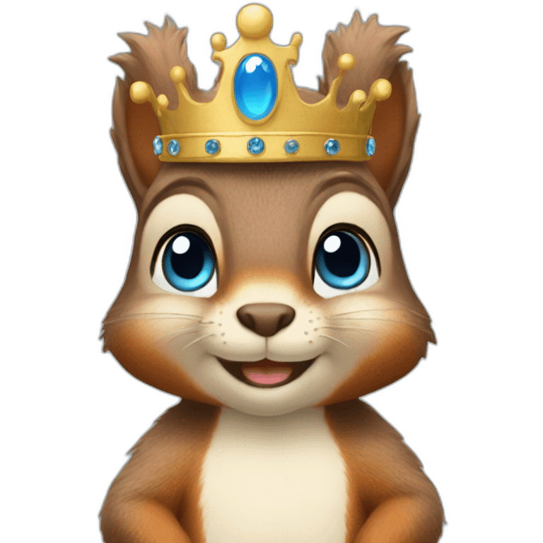 A squirrel with blue eyes and wear crown emoji