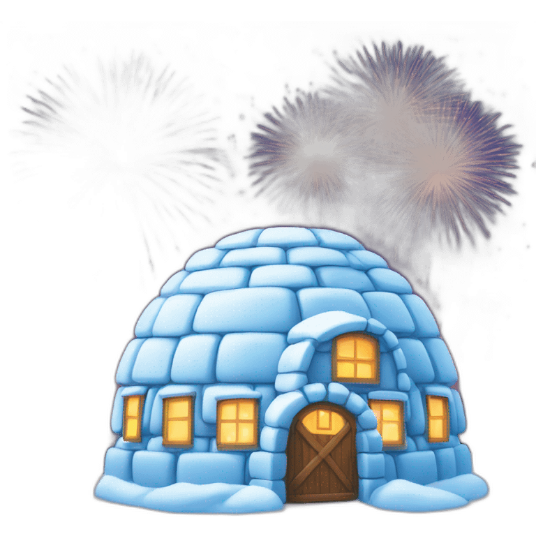 igloo with celebration fireworks emoji