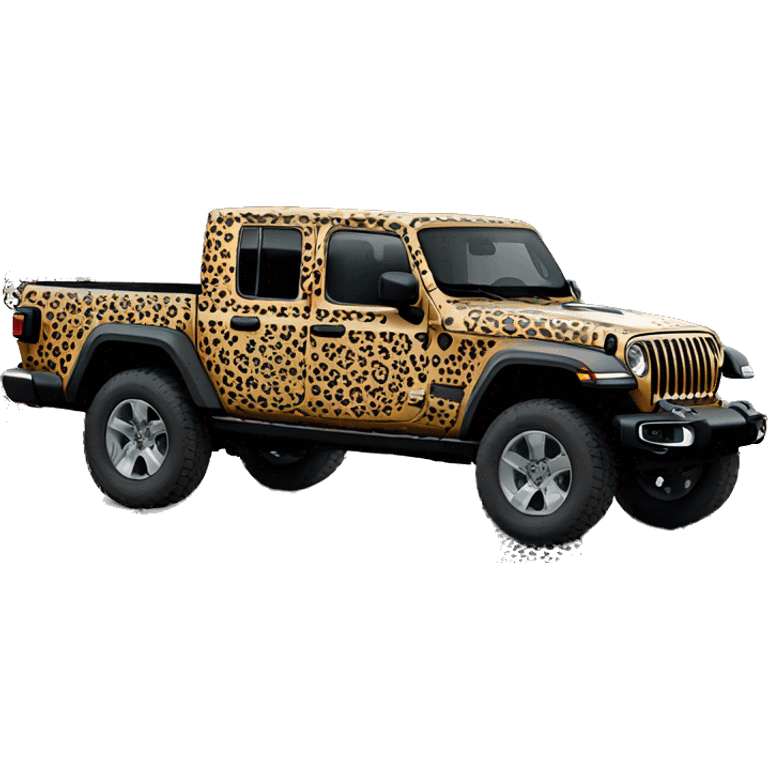 Realistic leopard print pattern Jeep Gladiator truck. emoji