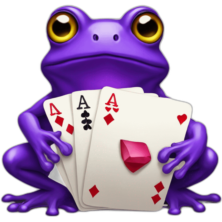 violet frog playinf poker emoji