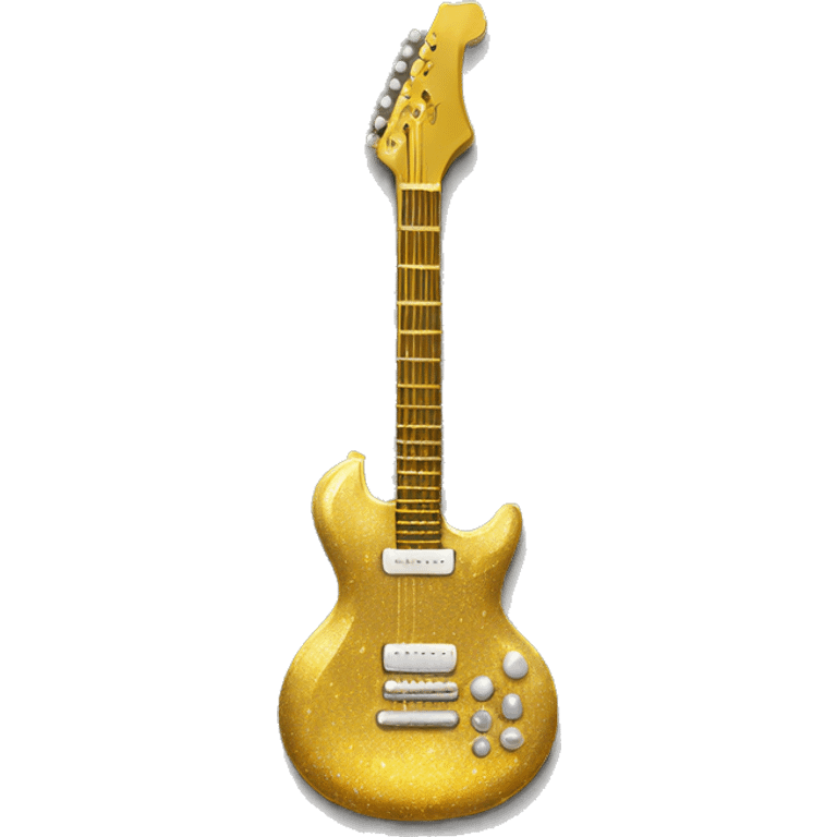 Sparkly gold guitar emoji