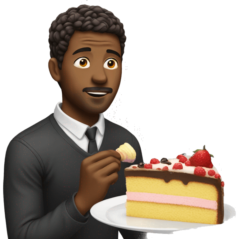 Man eating cake emoji