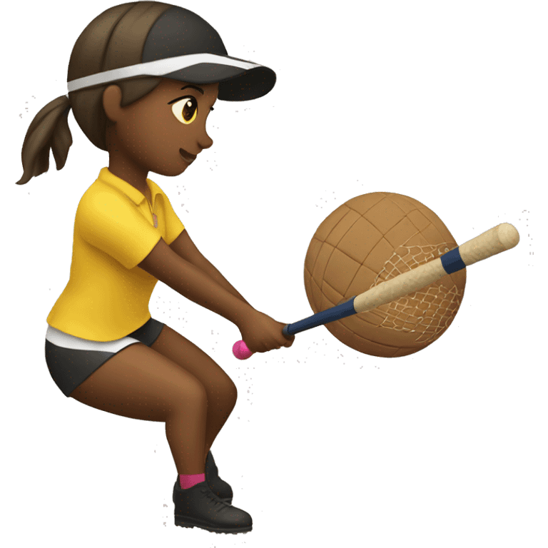 a girl hitting the ball playing horse polo emoji