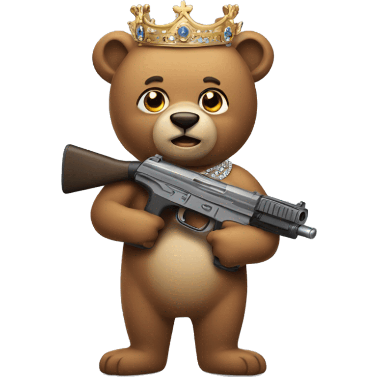 Bear with a gun and a tiara emoji