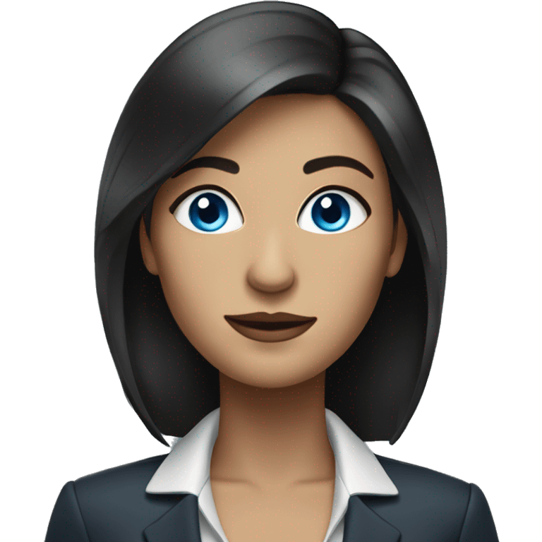 businesswoman with dark hair and blue eyes emoji