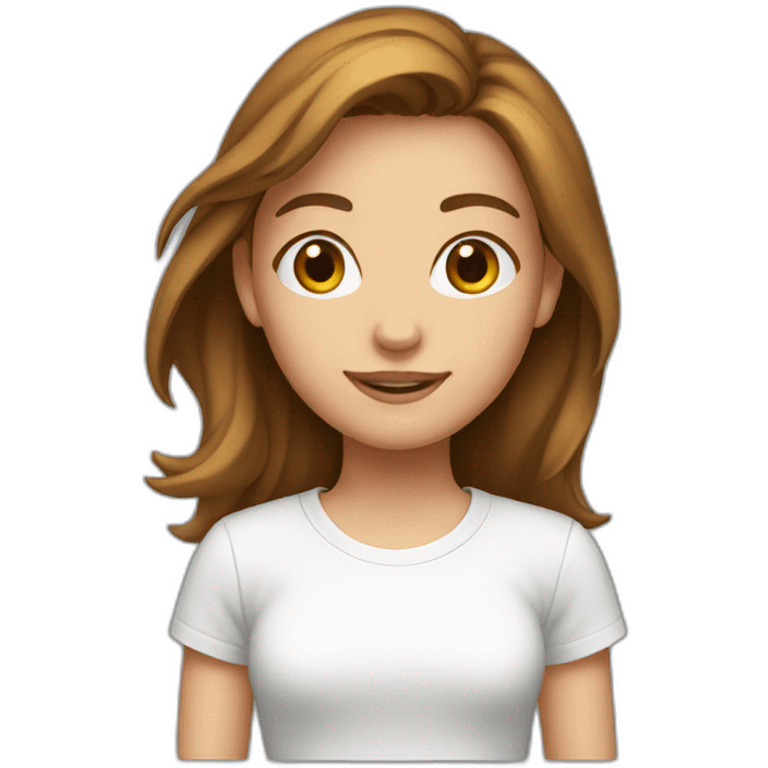 Girl with brown hair and white T shirt emoji