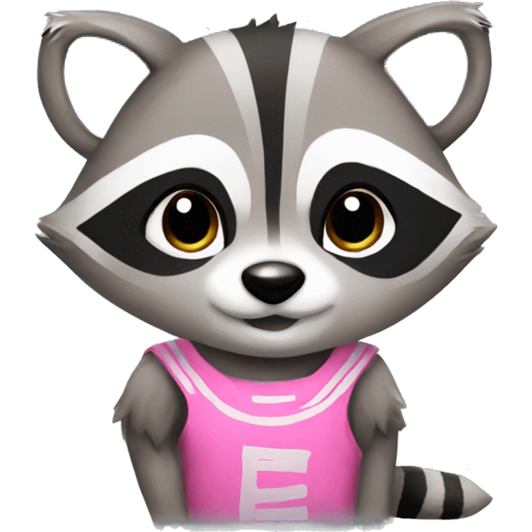 A cute raccoon wearing a pink boy  emoji