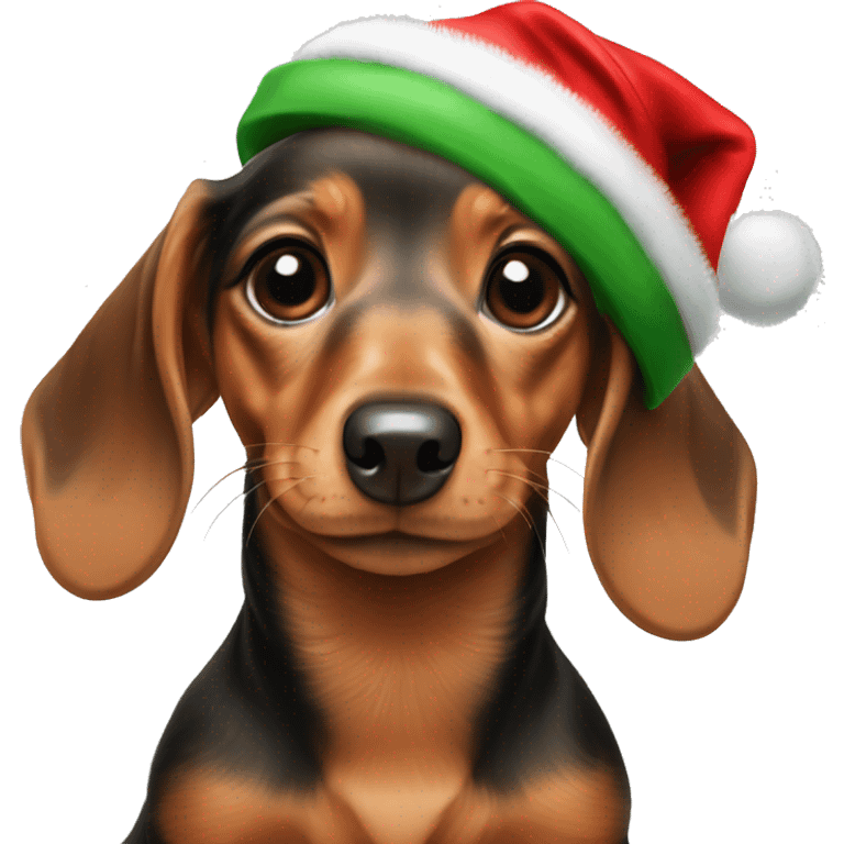 Baby Dachshund with Christmas hat  emoji