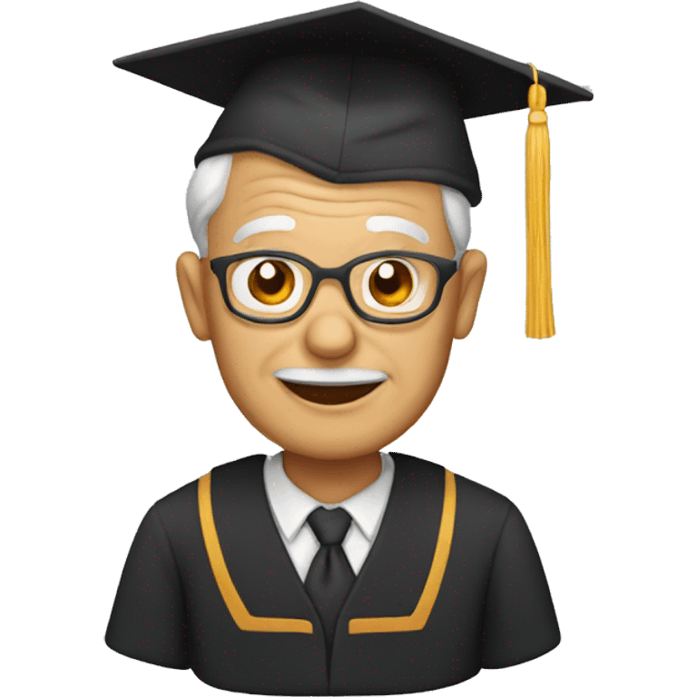 old teacher with mortarboard emoji