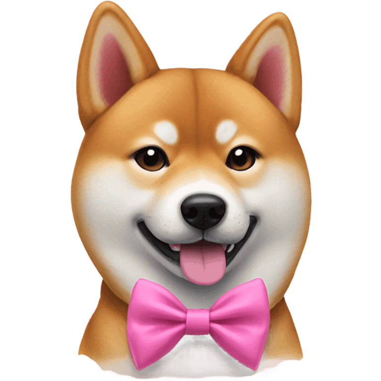 shiba ina with a pink bow emoji