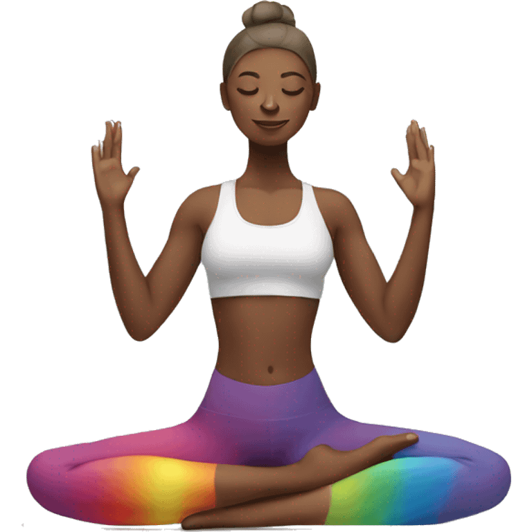 Yoga woman with rainbow  emoji