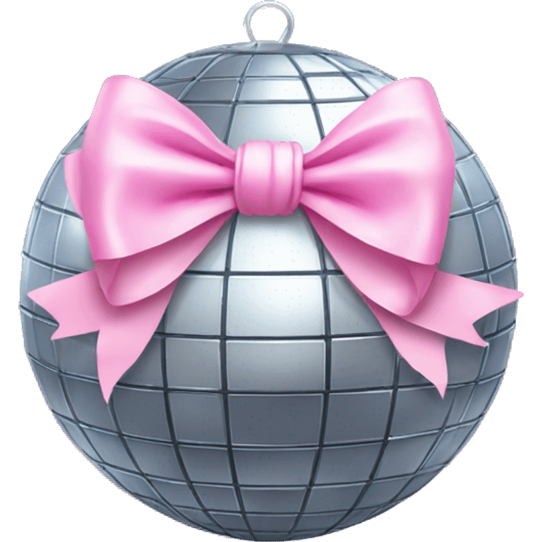 Disco ball with light pink bow emoji