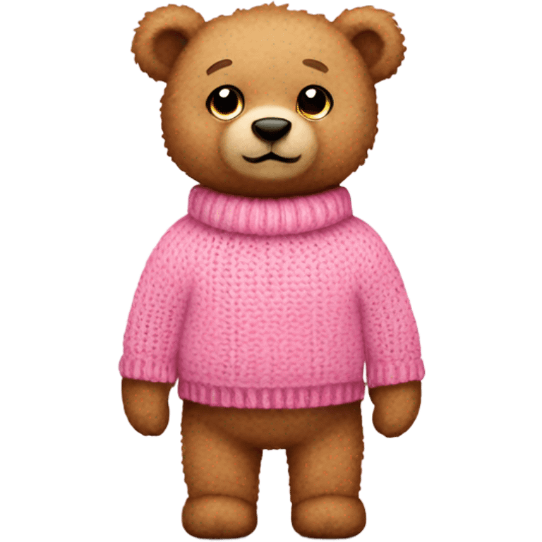 Teddy bear wearing a cute knit pink jumper emoji