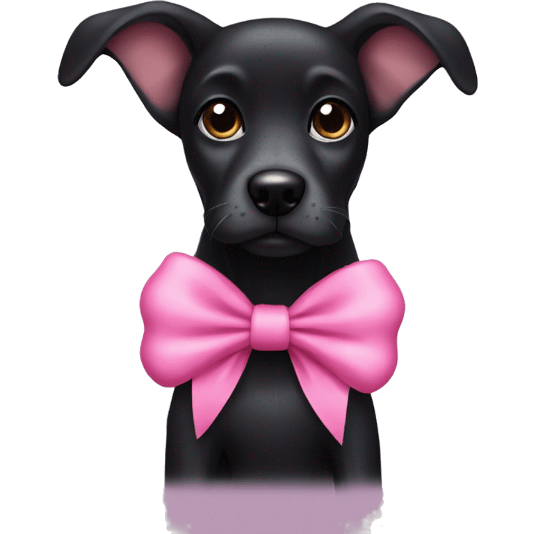 black dog with a pink bow emoji