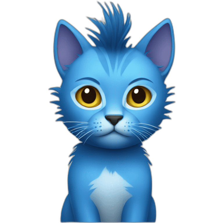 Blue cat with mohawk emoji