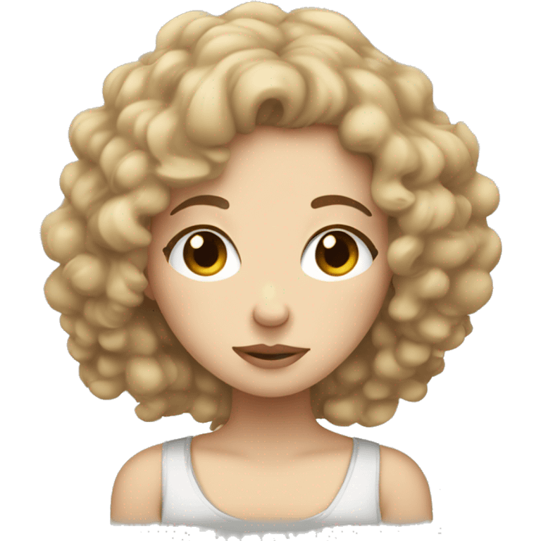 Sleepy white girl with 4a curly hair  emoji