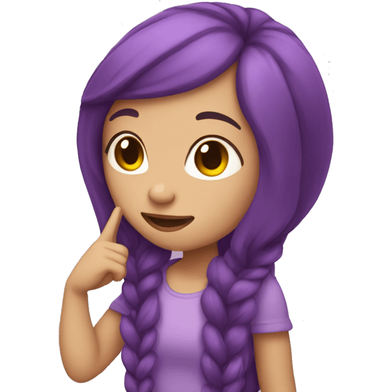 girl with long purple hair and light skin saluting emoji