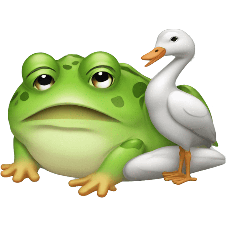 Sleepy frog and goose emoji