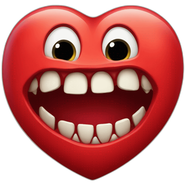 Red heart with scary monster mouth emoji