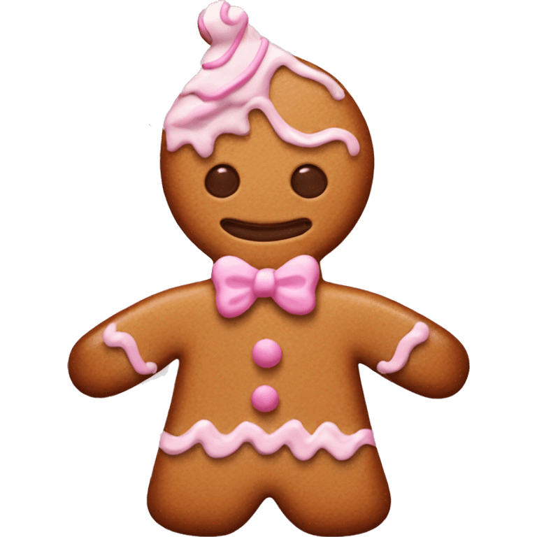 Aesthetic gingerbread man with light pink icing details emoji